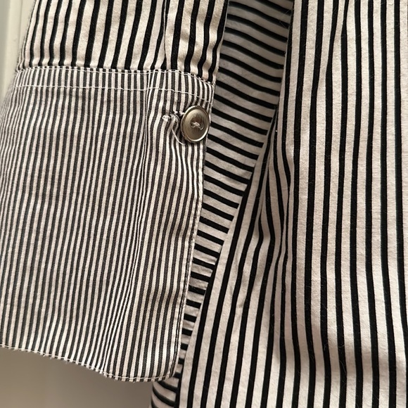Planet by Lauren G Mixed Stripe Button Down Tunic Shirt with Pockets Sz2 Large - Picture 8 of 11